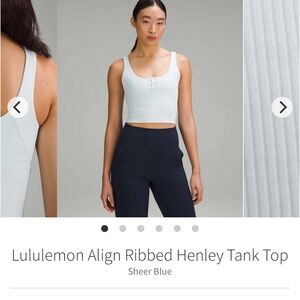 lululemon Sheer Blue Ribbed Henley Tank Top